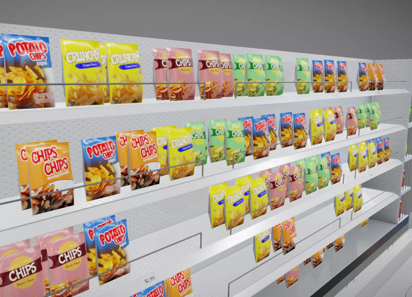 Supermarket Stands Low-poly 3D model_8