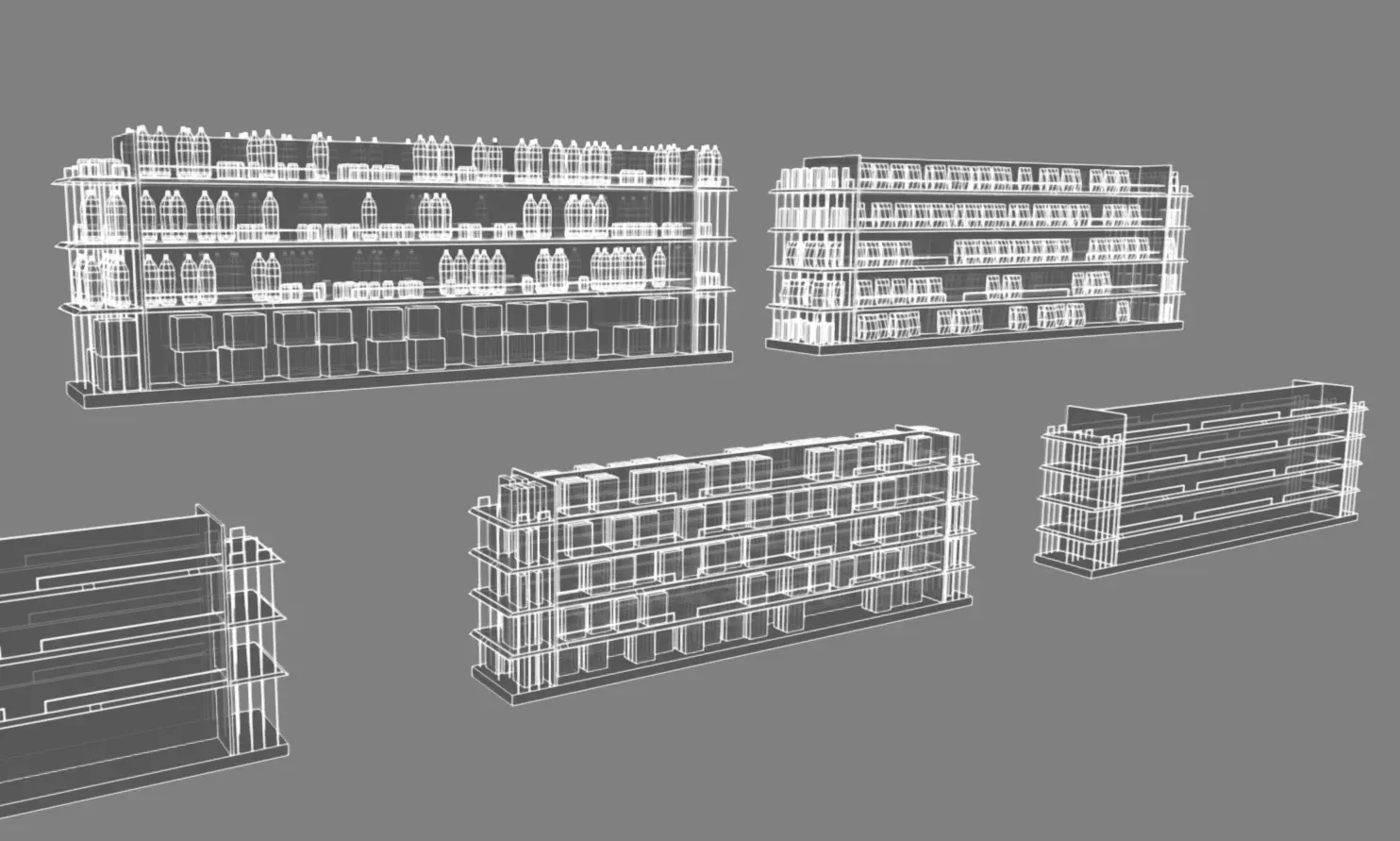 Supermarket Stands Low-poly 3D model_16
