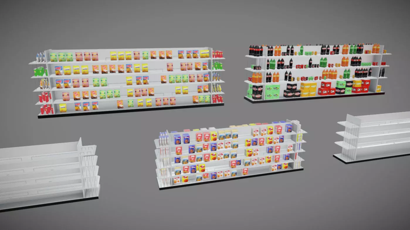 Supermarket Stands Low-poly 3D model_0