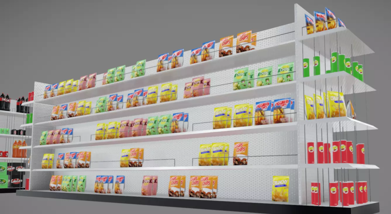 Supermarket Stands Low-poly 3D model_7