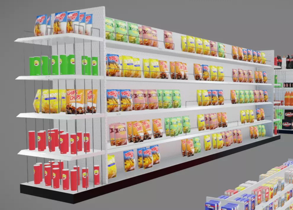 Supermarket Stands Low-poly 3D model_6