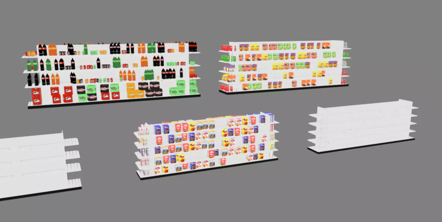 Supermarket Stands Low-poly 3D model_14