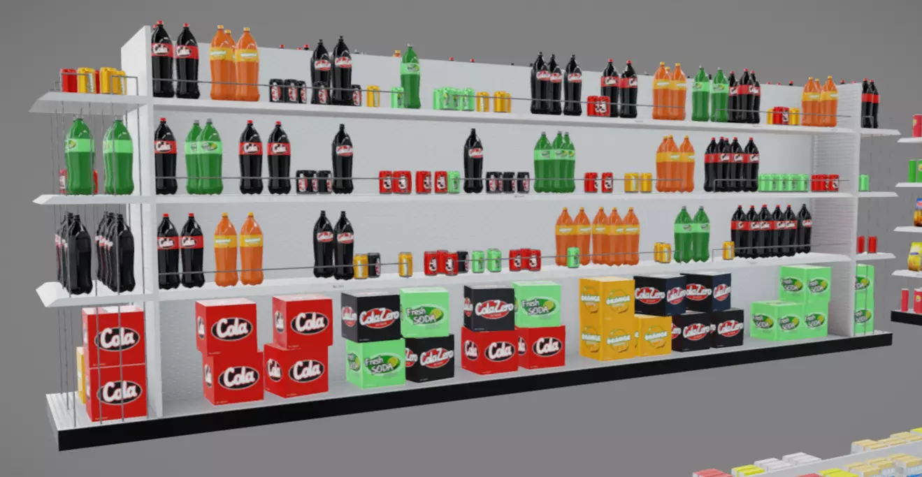 Supermarket Stands Low-poly 3D model_3