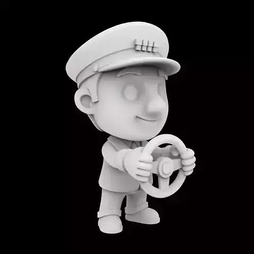 Taxi Driver Cartoon Character 3D Printable Model 