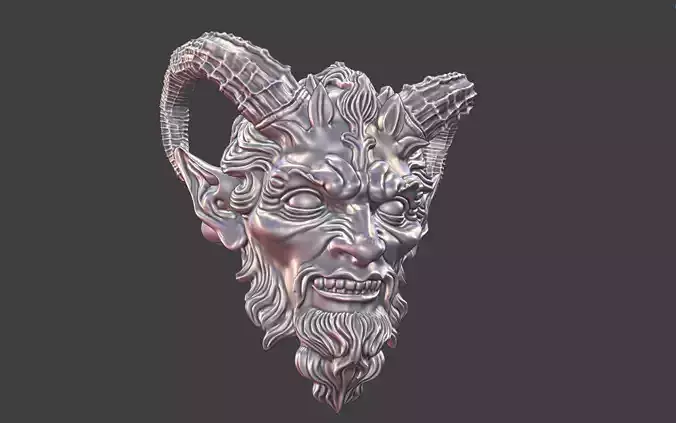 devil face ring pagan pan ring silver ring