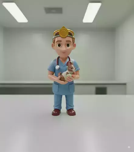 Veterinarian Cartoon Character 3D Printable Model 