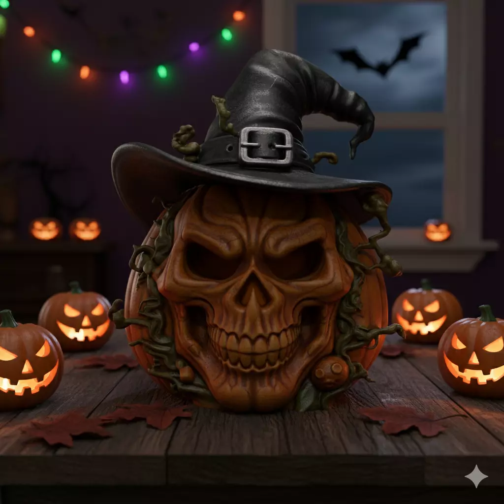 Magical Skeleton Pumpkin 3D print model_0