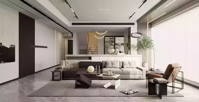 Modern living room dining room interior scenes 207