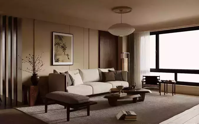 Wabi - sabi style living room