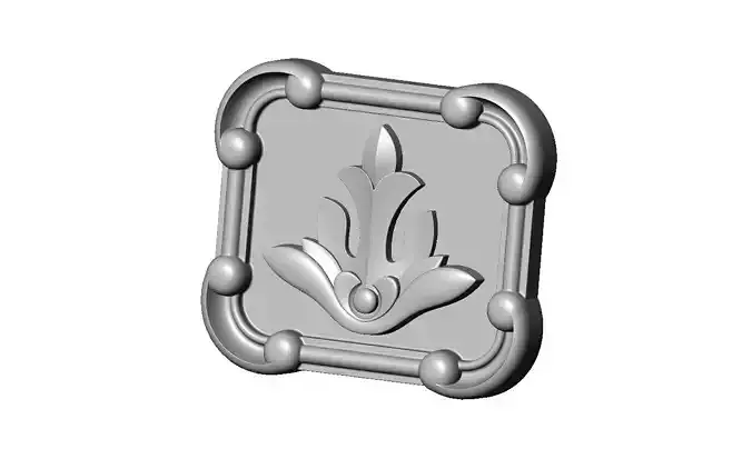 Rectangular floral carving corner scrolls frame rosette relief