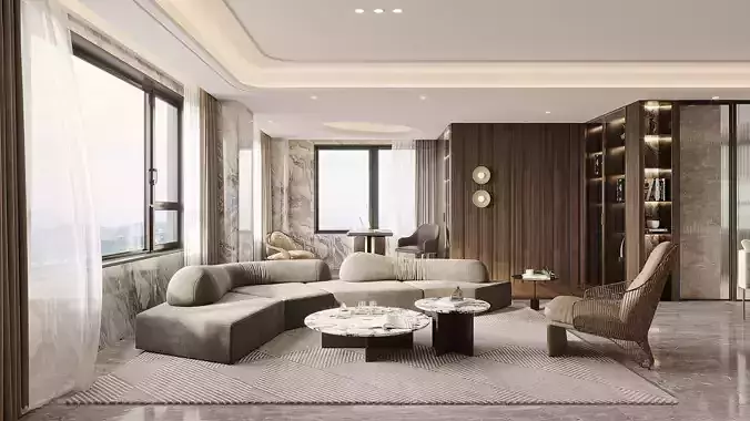 Modern living room dining room interior scenes 211