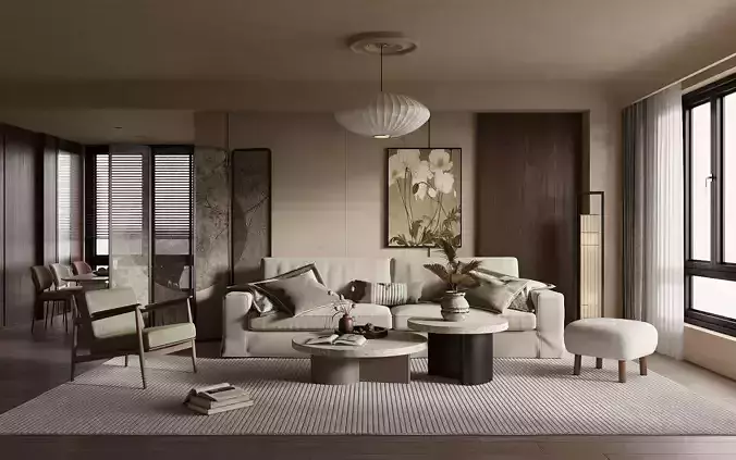 Wabi - sabi style living room