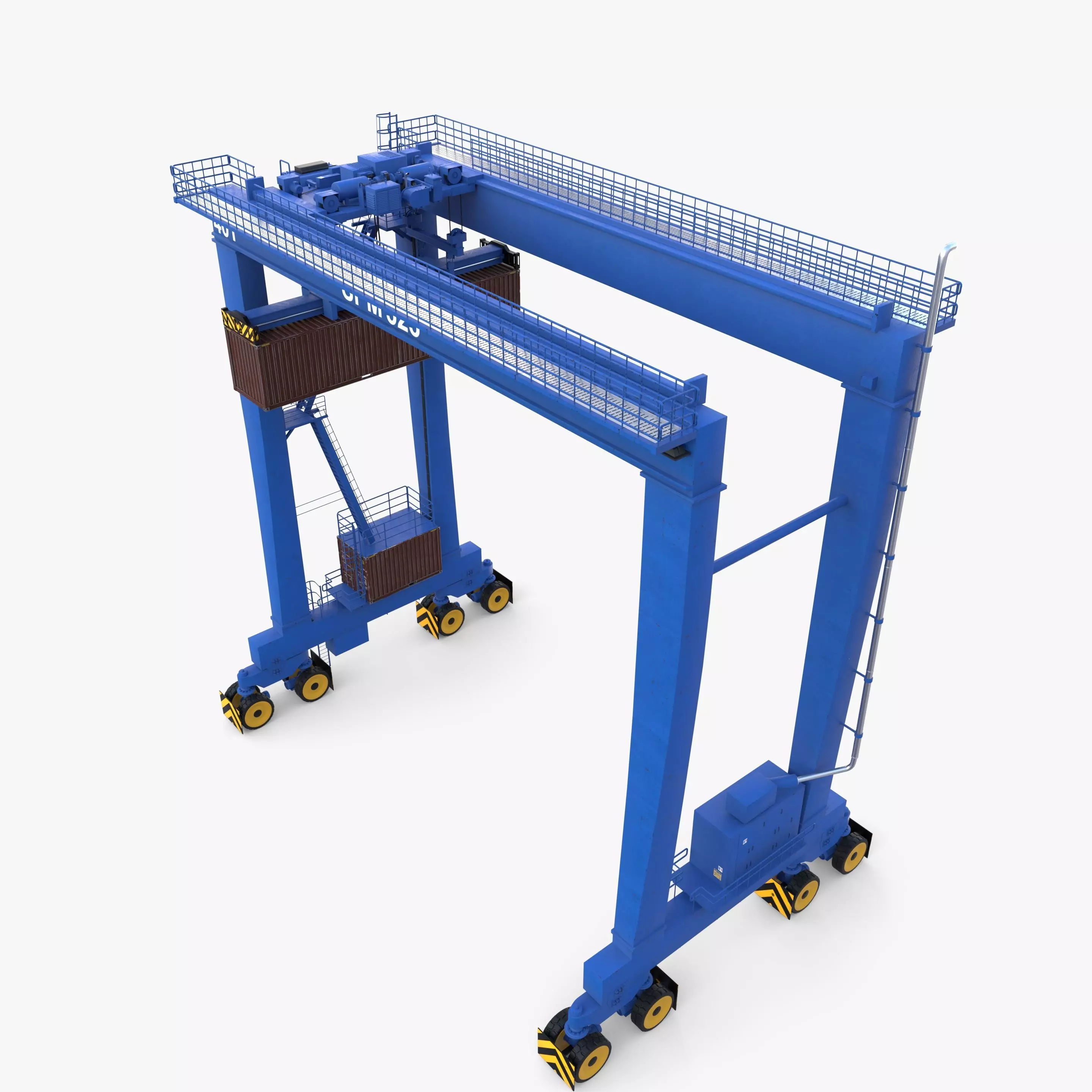 Rubber Tired Gantry Crane V1 3D model_4