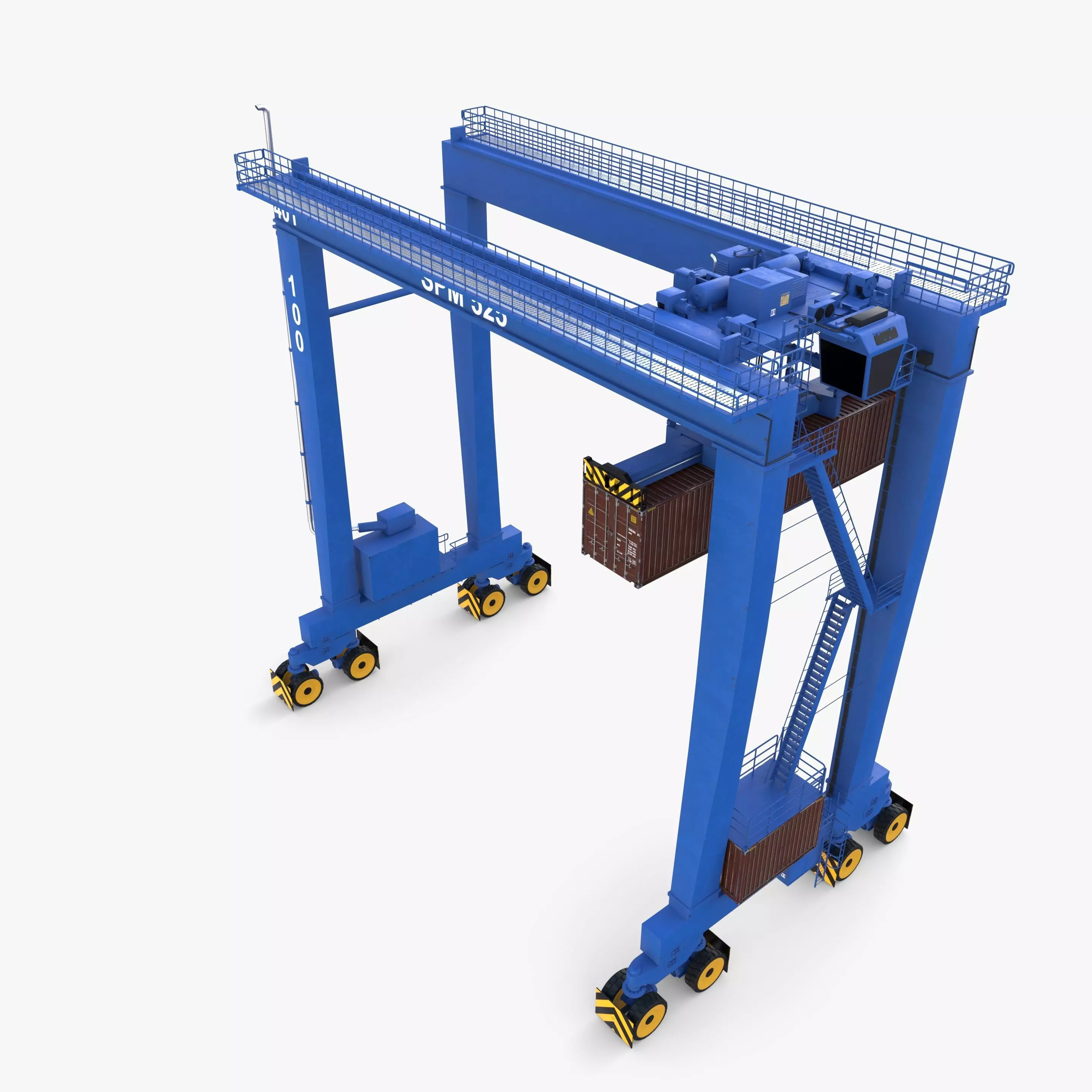Rubber Tired Gantry Crane V1 3D model_2