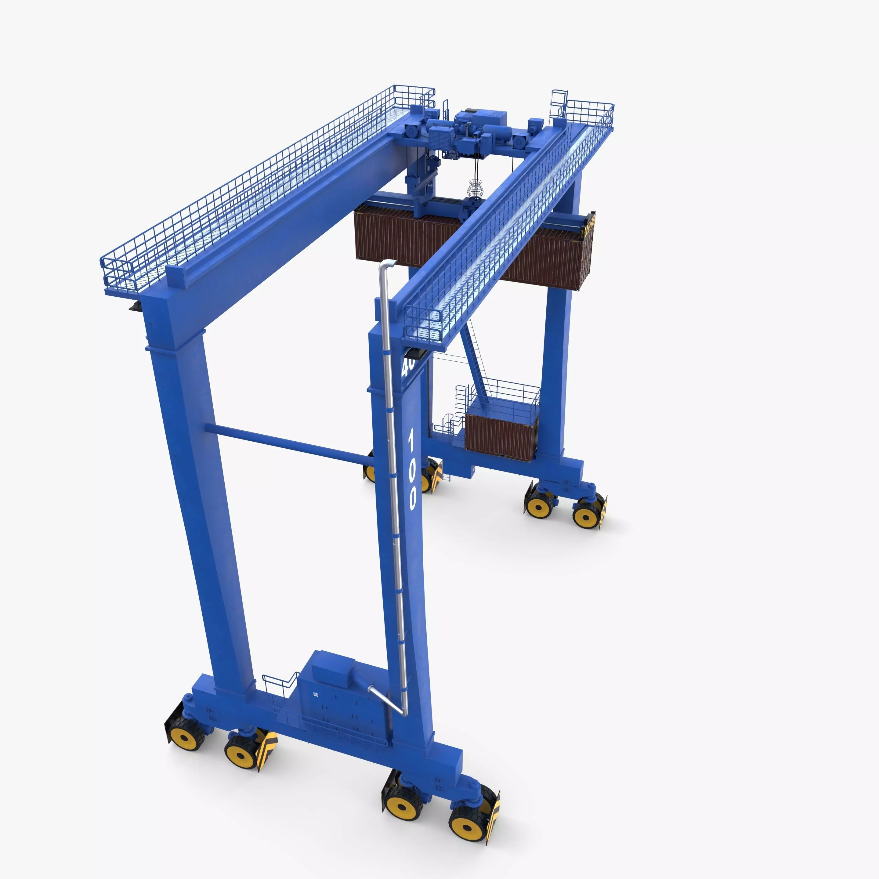 Rubber Tired Gantry Crane V1 3D model_5