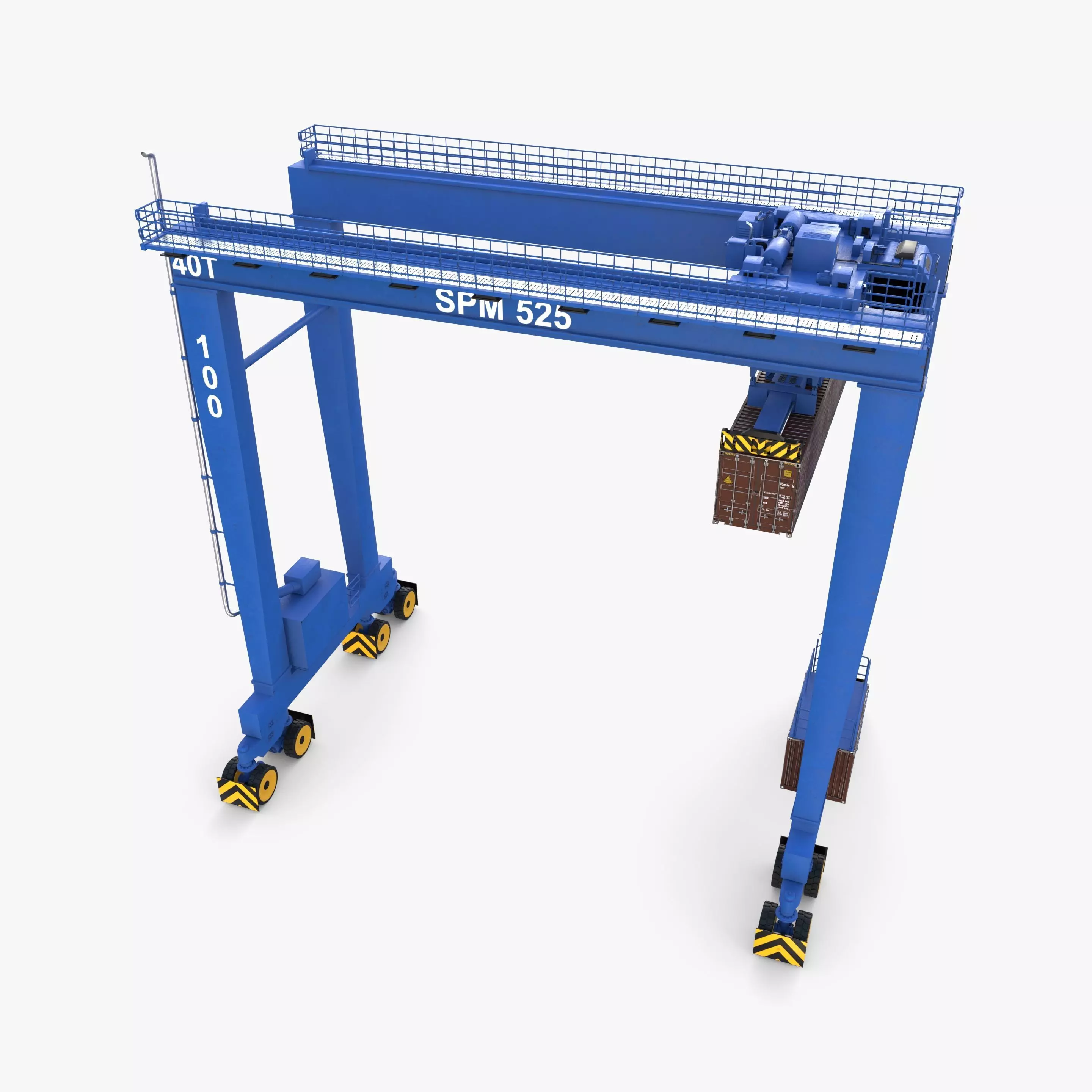 Rubber Tired Gantry Crane V1 3D model_7