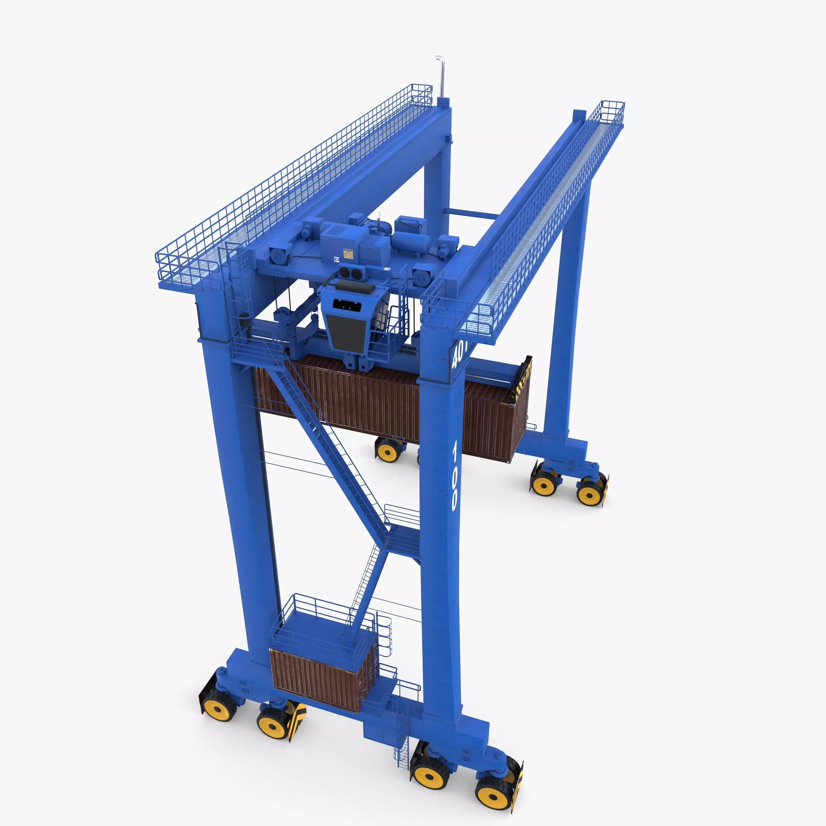 Rubber Tired Gantry Crane V1 3D model_3