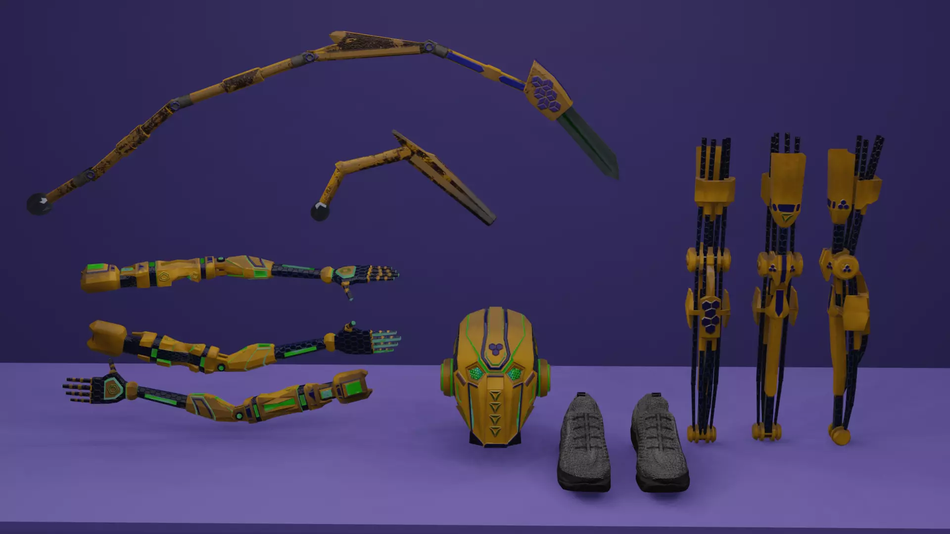 Robot Hornet Low-poly 3D model_5