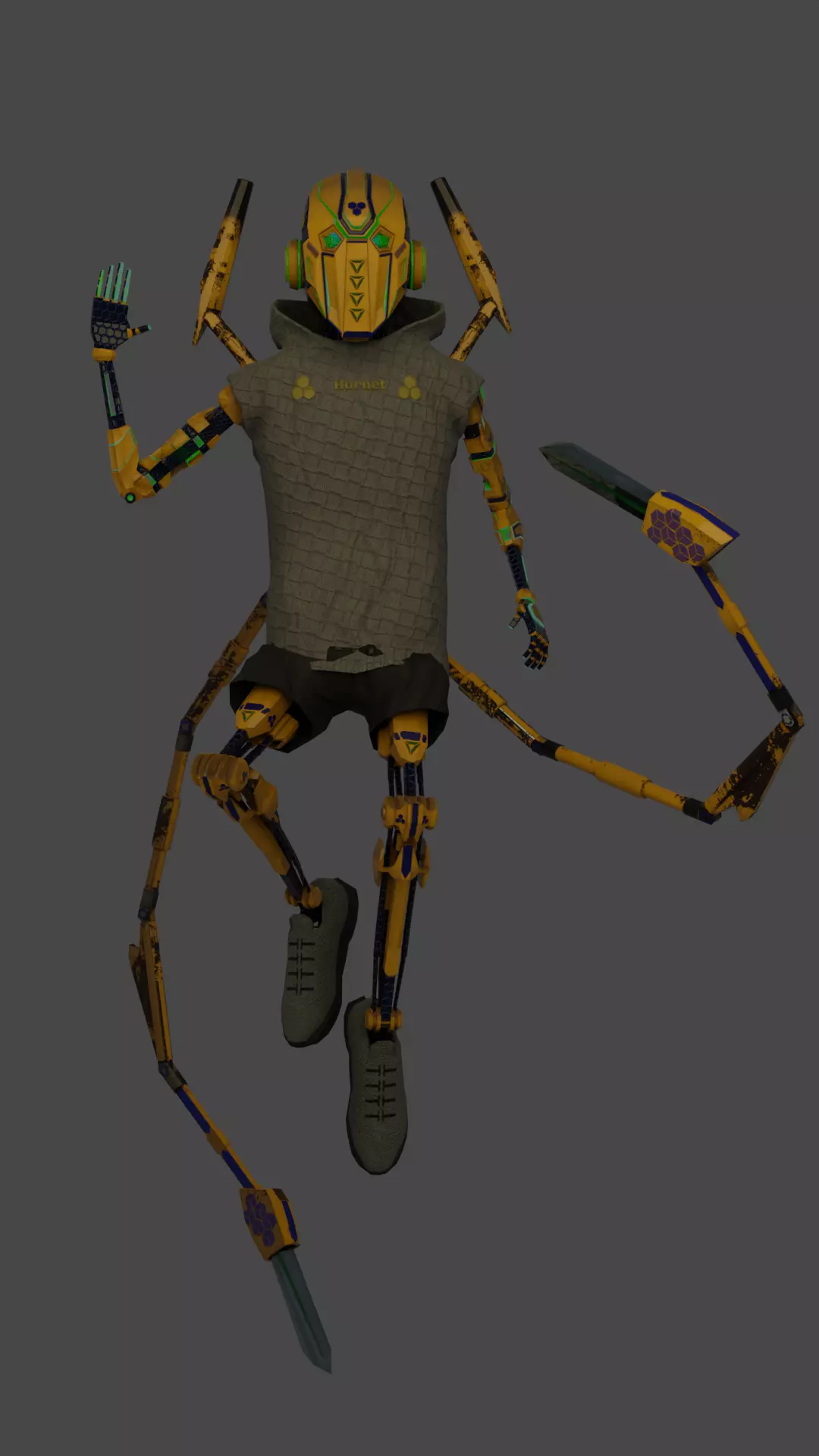 Robot Hornet Low-poly 3D model_0
