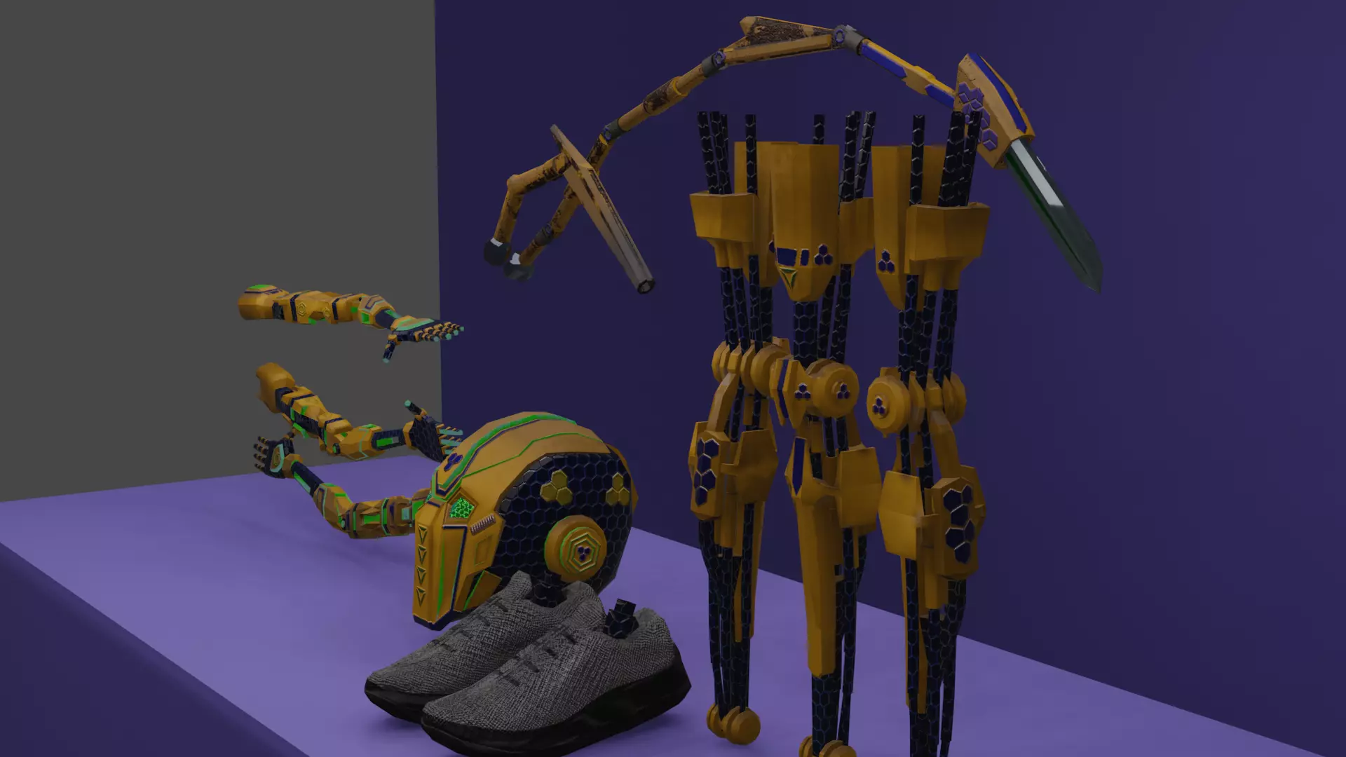 Robot Hornet Low-poly 3D model_6