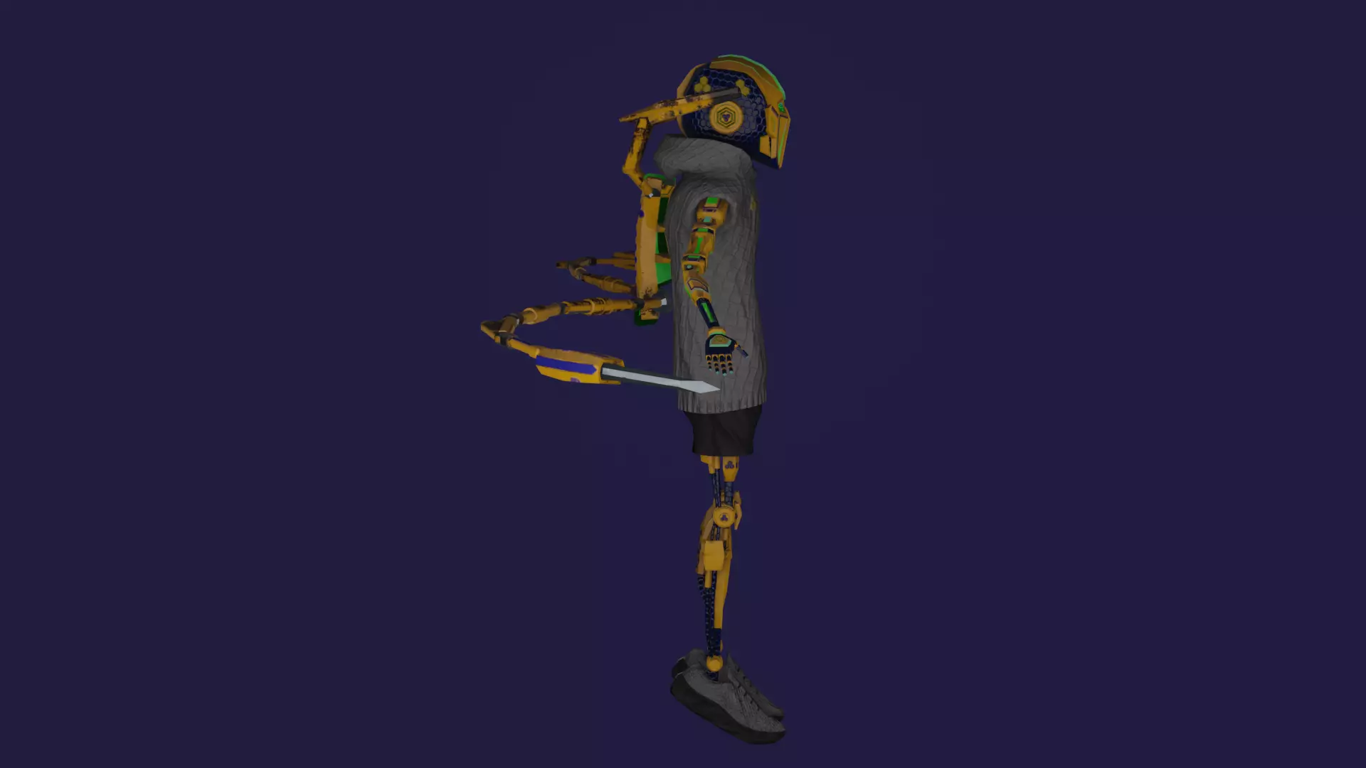 Robot Hornet Low-poly 3D model_2