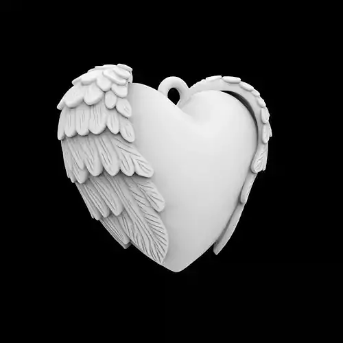 Winged Heart Pendant 3D Printable Model