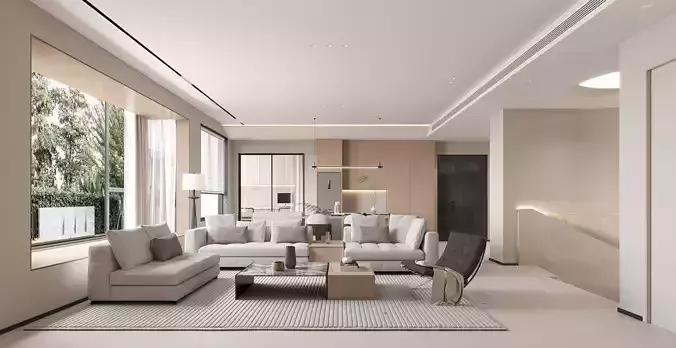 Modern living room dining room interior scenes 217 3D model