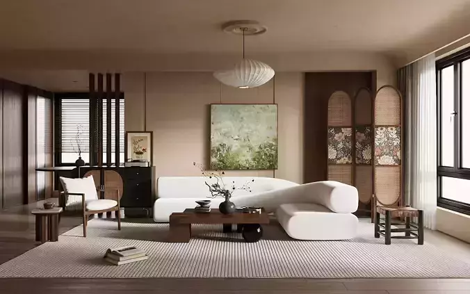 Wabi - sabi style living room