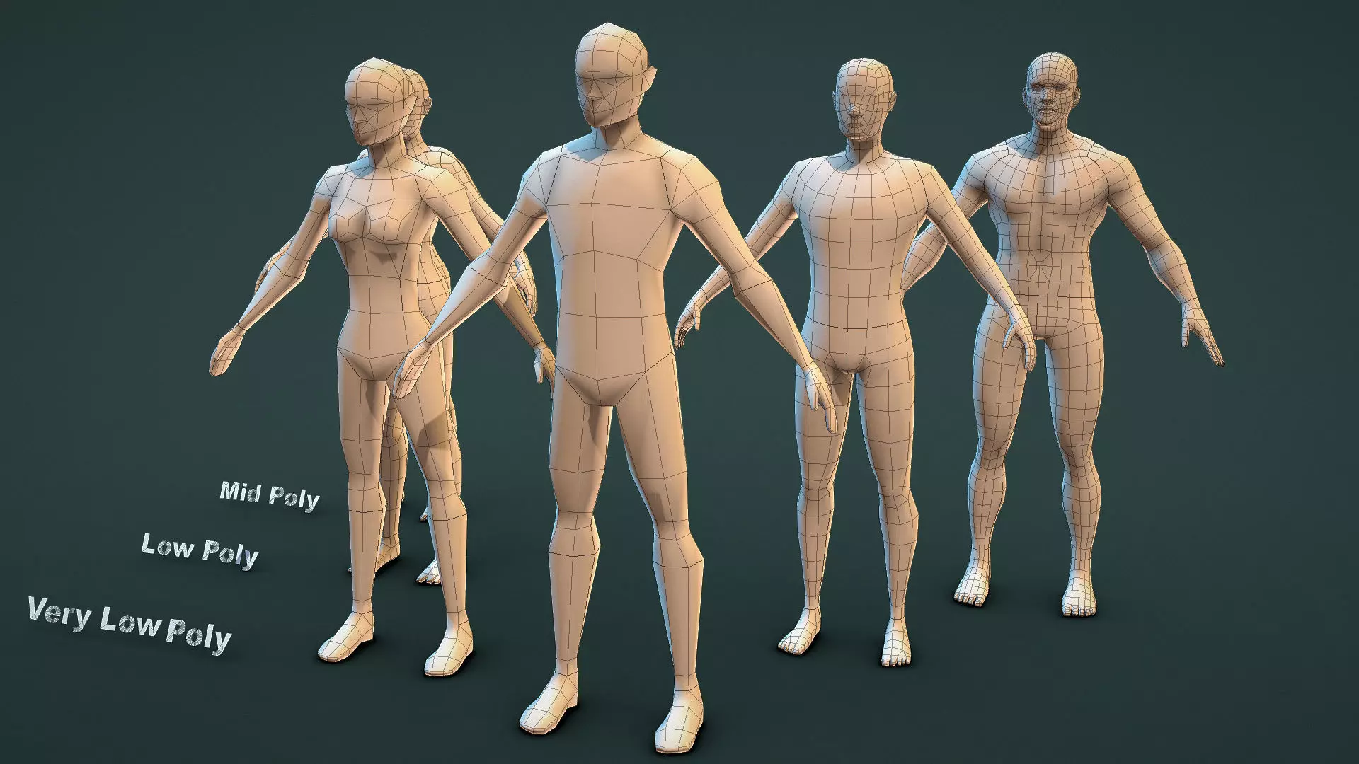 Base Mesh Pack - Family Base Mesh Low-poly 3D model_6
