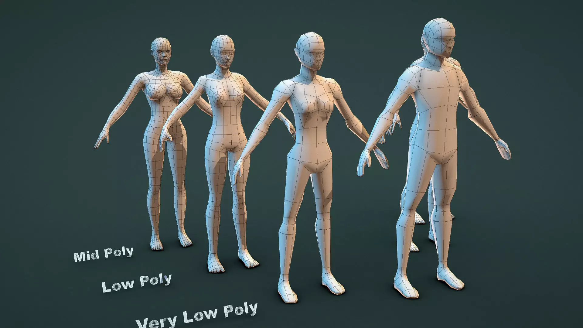Base Mesh Pack - Family Base Mesh Low-poly 3D model_5