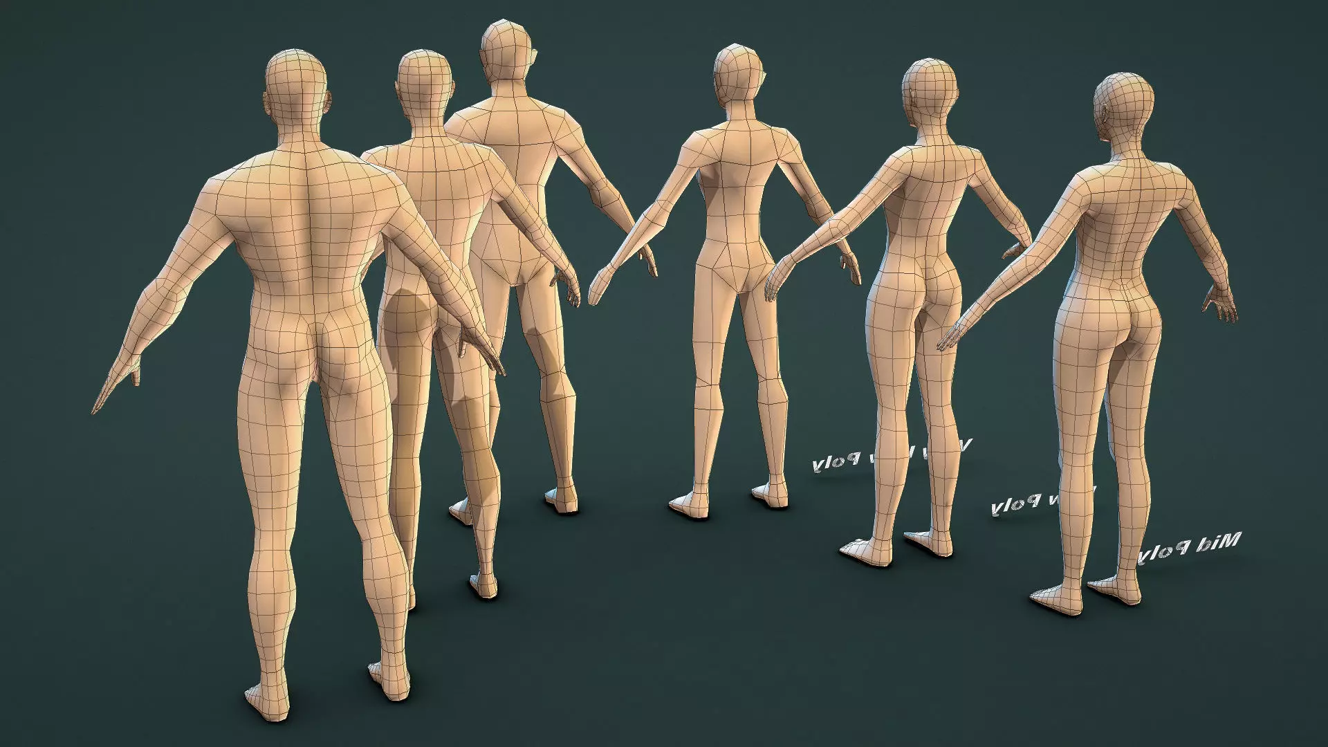 Base Mesh Pack - Family Base Mesh Low-poly 3D model_7