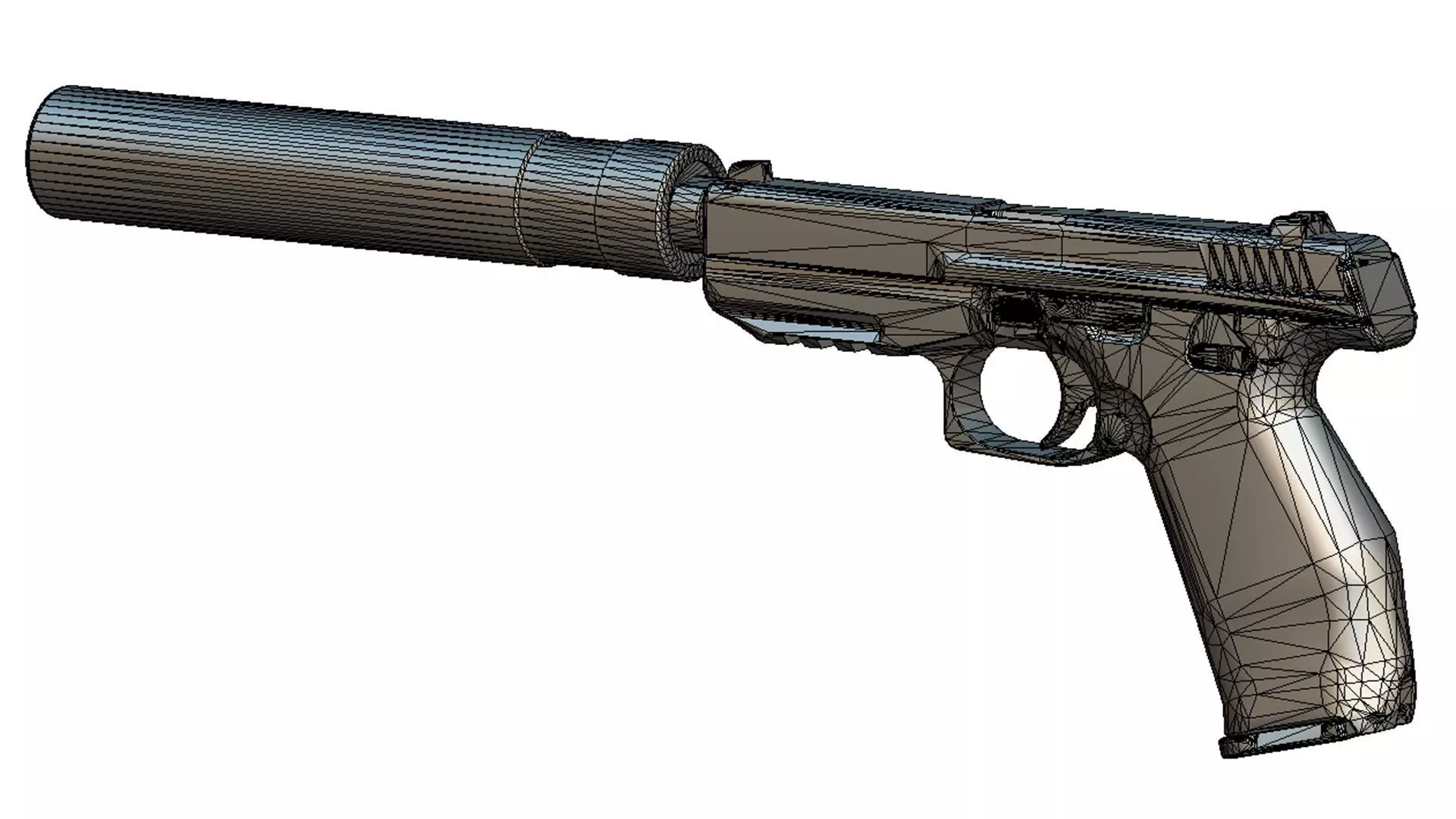 Pistol PL 15 PL15 Lebedev Semi-Automatic Black Weapon Silencer Low-poly 3D model_6