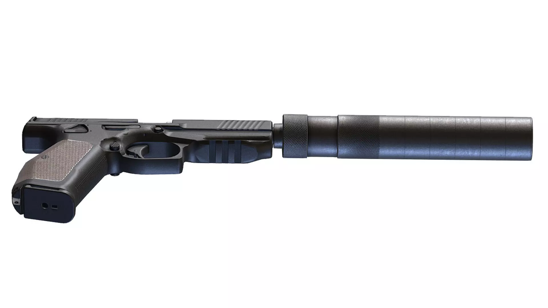 Pistol PL 15 PL15 Lebedev Semi-Automatic Black Weapon Silencer Low-poly 3D model_5
