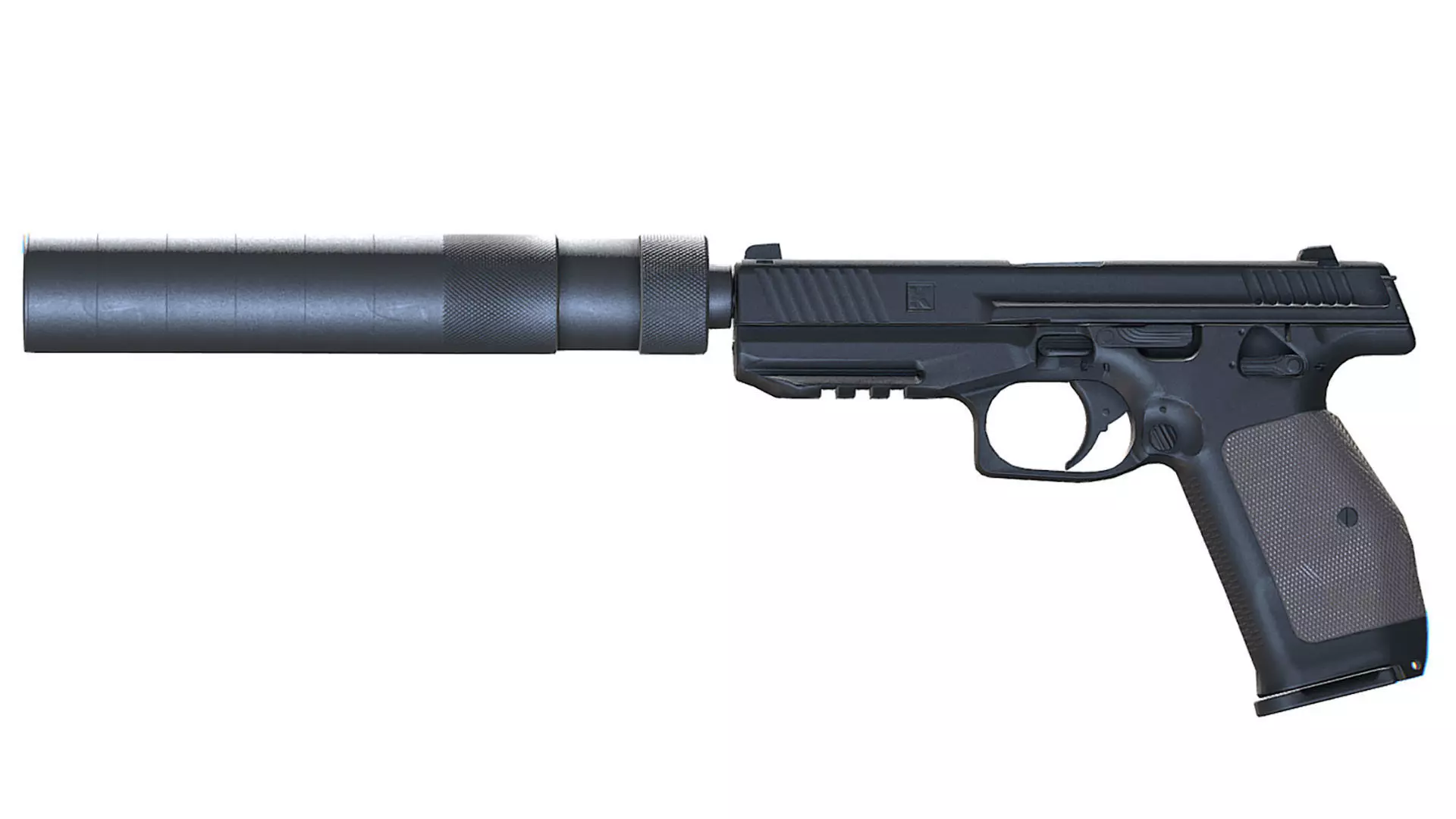 Pistol PL 15 PL15 Lebedev Semi-Automatic Black Weapon Silencer Low-poly 3D model_2