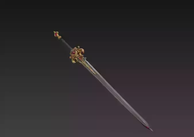 Ornamental Fantasy Sword - Stylized Decorative Blade 3D model