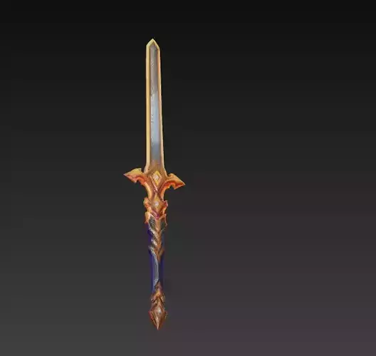 Stylized Fantasy Sword 3D-Golden Ornamental Weapon 3D model
