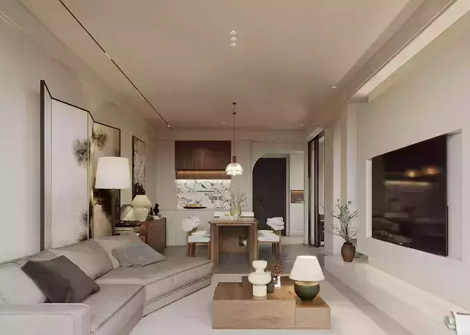 Modern living room dining room interior scenes 221