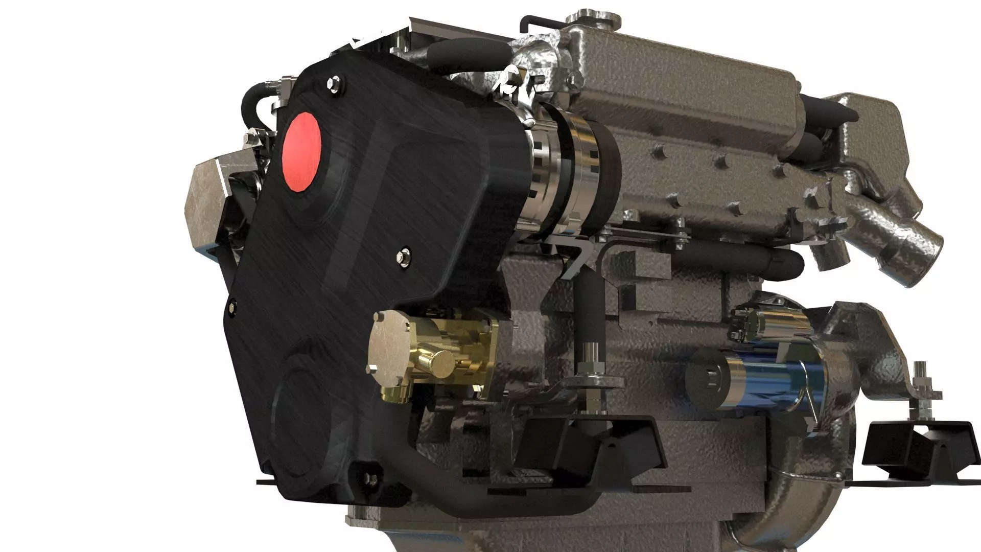 Marine Diesel Engine PBR Textured Yanmar Bobtail 4JH4557 3D model_5