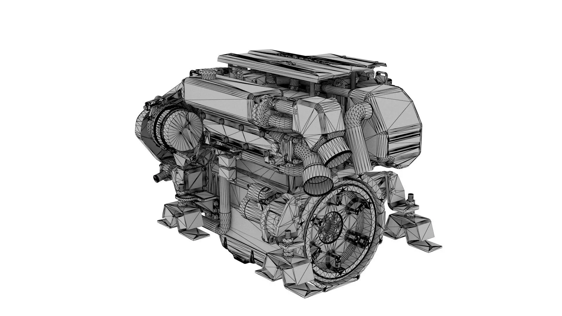 Marine Diesel Engine PBR Textured Yanmar Bobtail 4JH4557 3D model_14