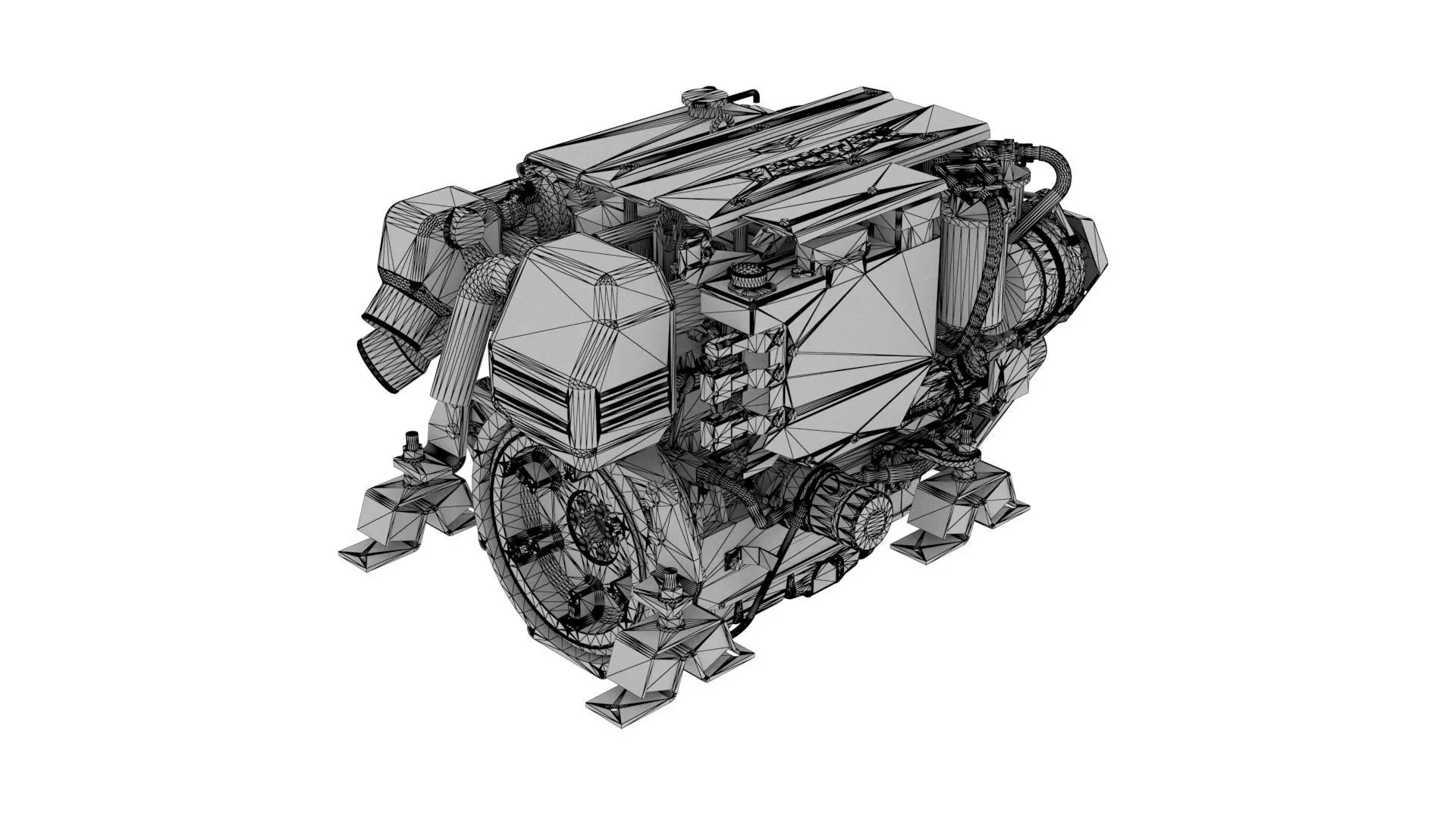 Marine Diesel Engine PBR Textured Yanmar Bobtail 4JH4557 3D model_12