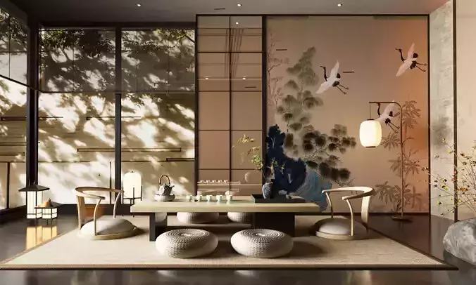 Chinese Song-style tatami tea room