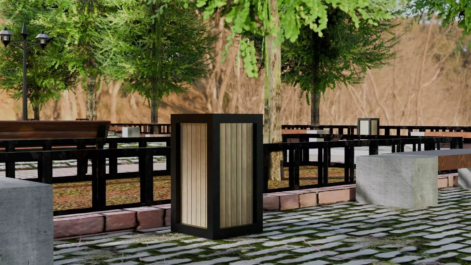 Realistic Modular Park Set  Low-poly 3D model_3