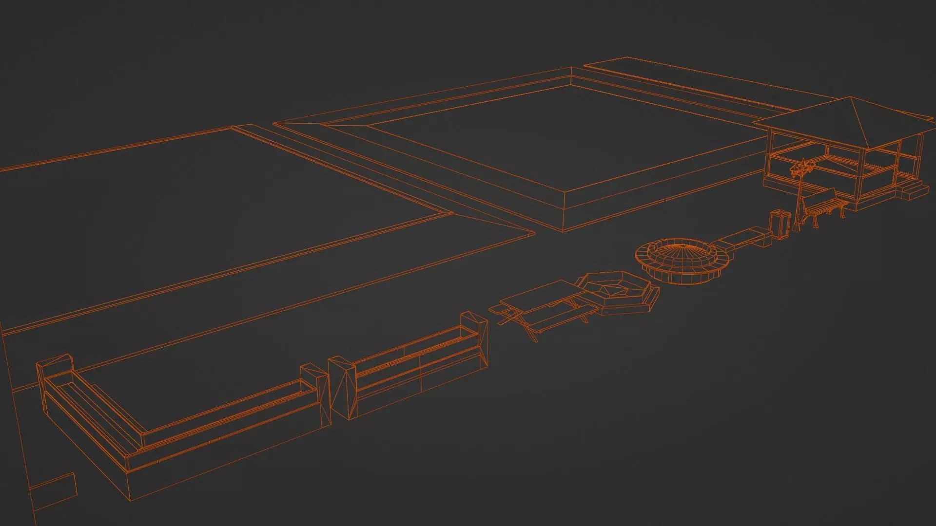 Realistic Modular Park Set  Low-poly 3D model_19