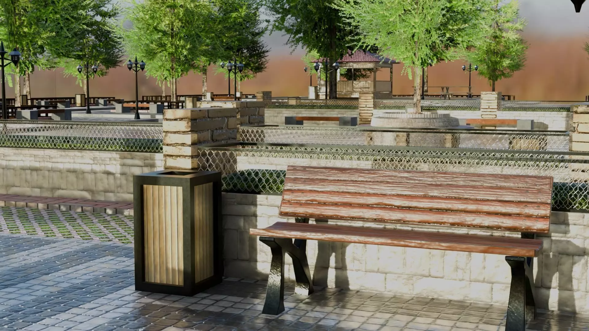 Realistic Modular Park Set  Low-poly 3D model_22