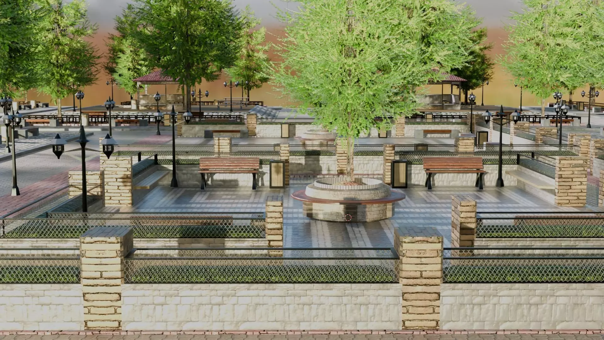 Realistic Modular Park Set  Low-poly 3D model_21