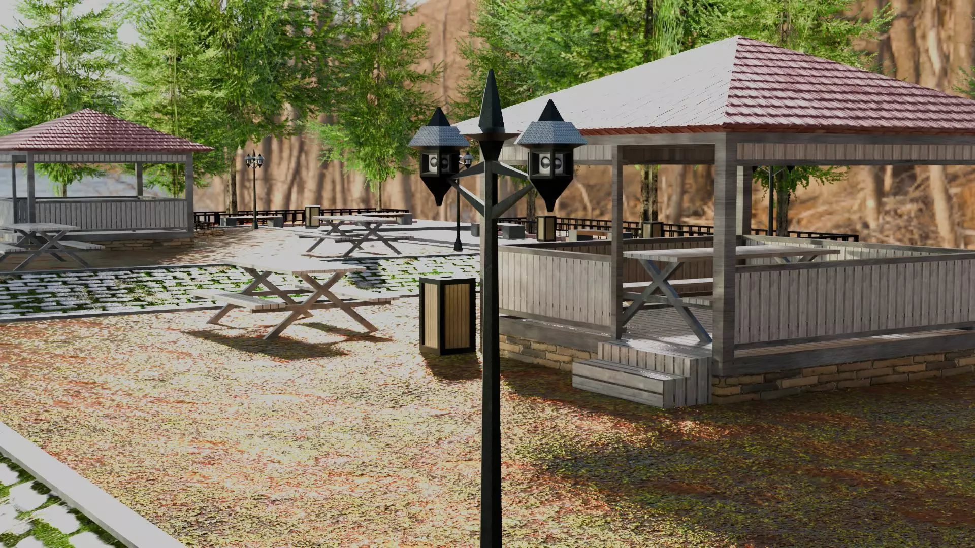 Realistic Modular Park Set  Low-poly 3D model_27