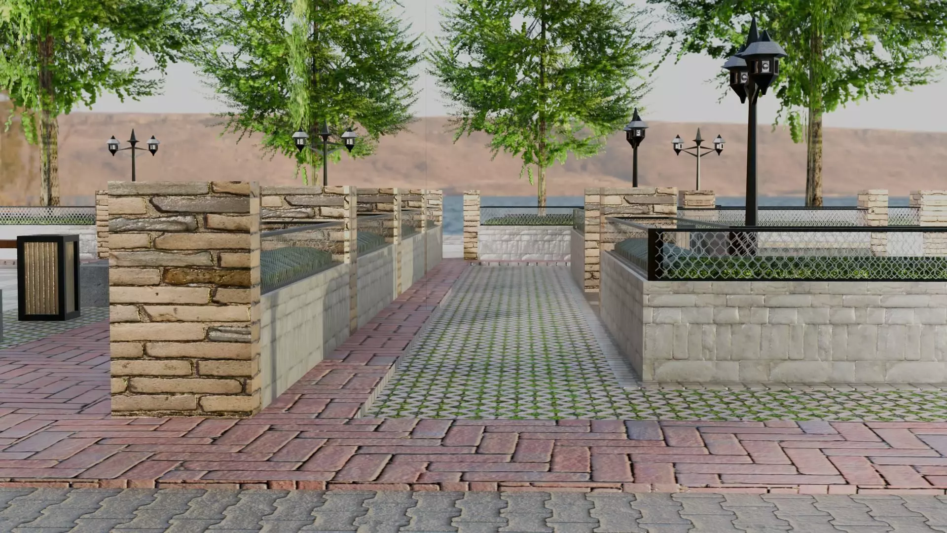 Realistic Modular Park Set  Low-poly 3D model_25