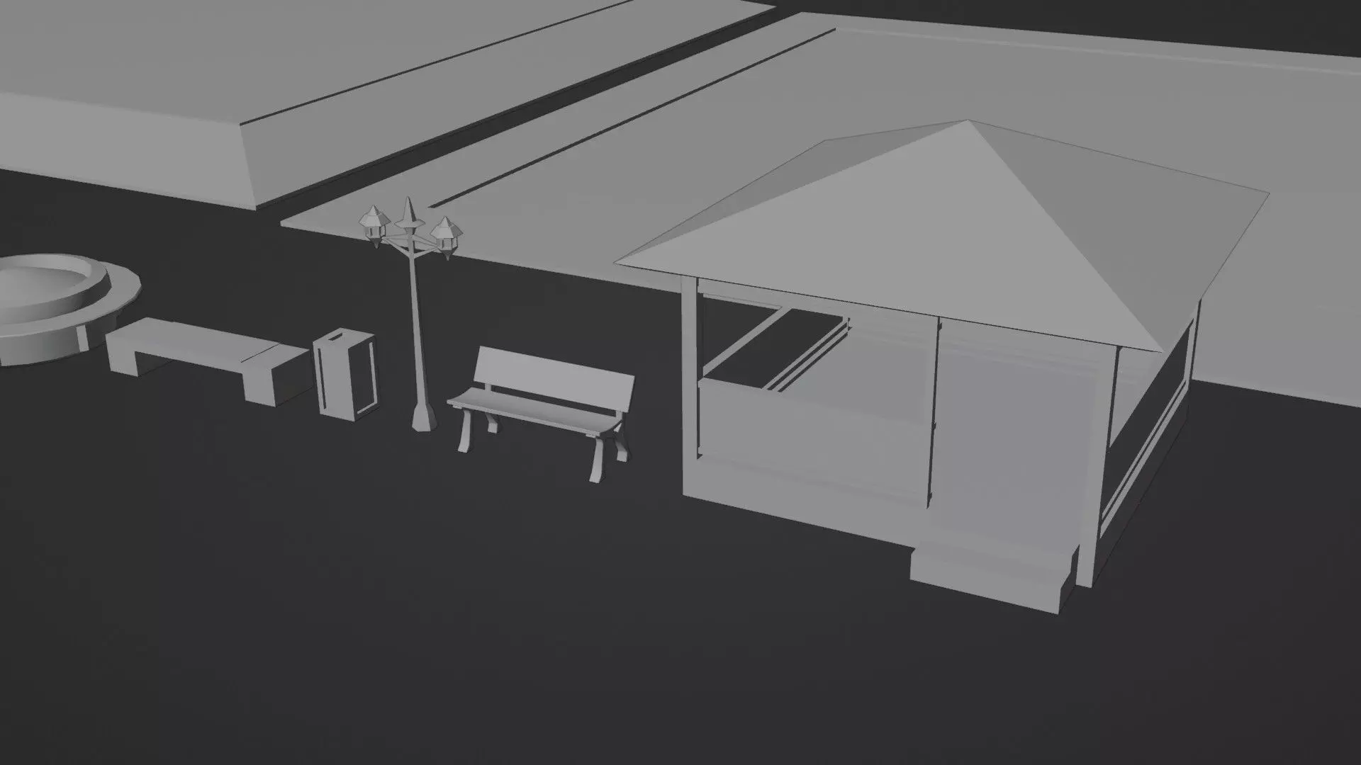 Realistic Modular Park Set  Low-poly 3D model_16