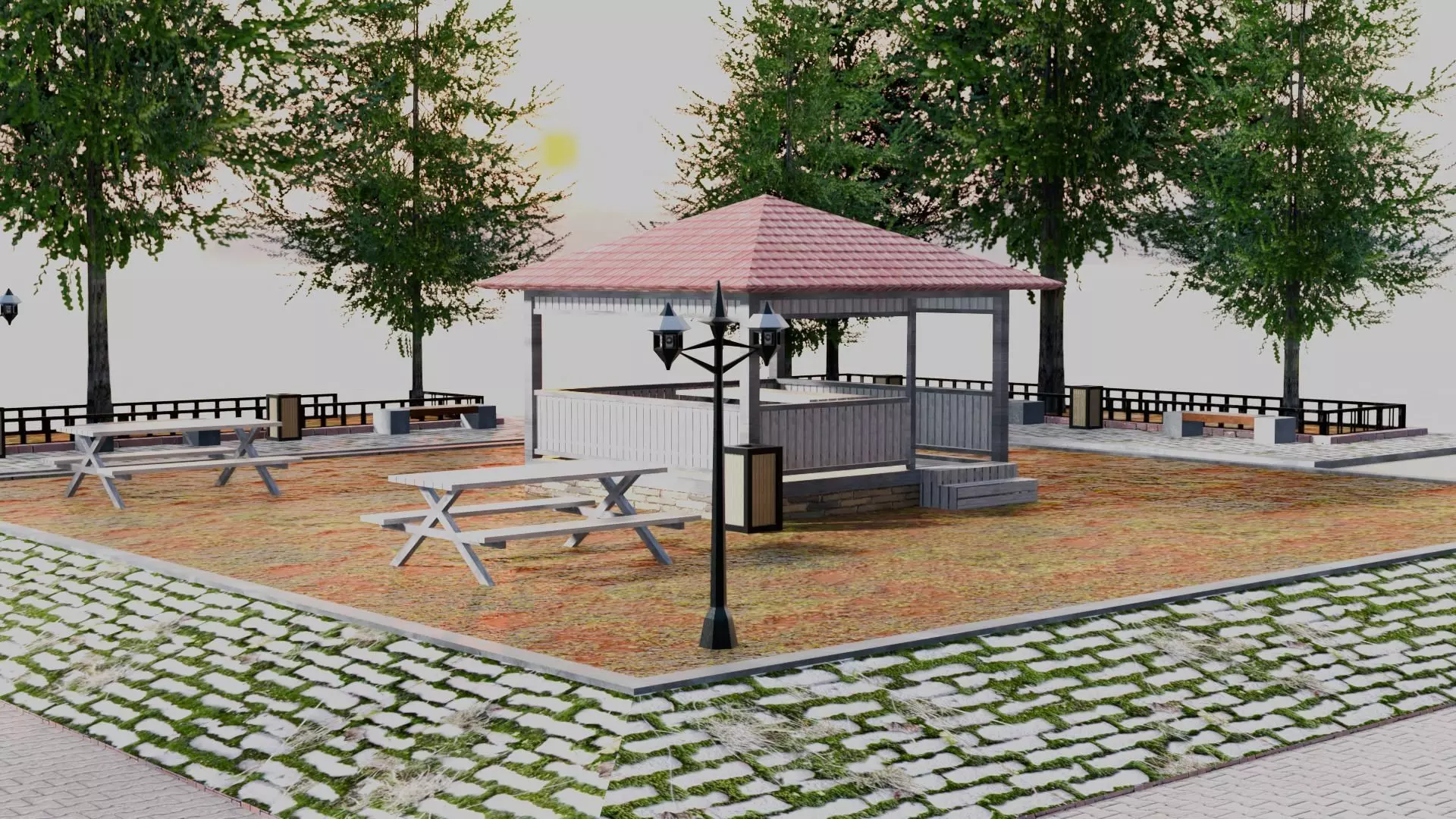 Realistic Modular Park Set  Low-poly 3D model_12