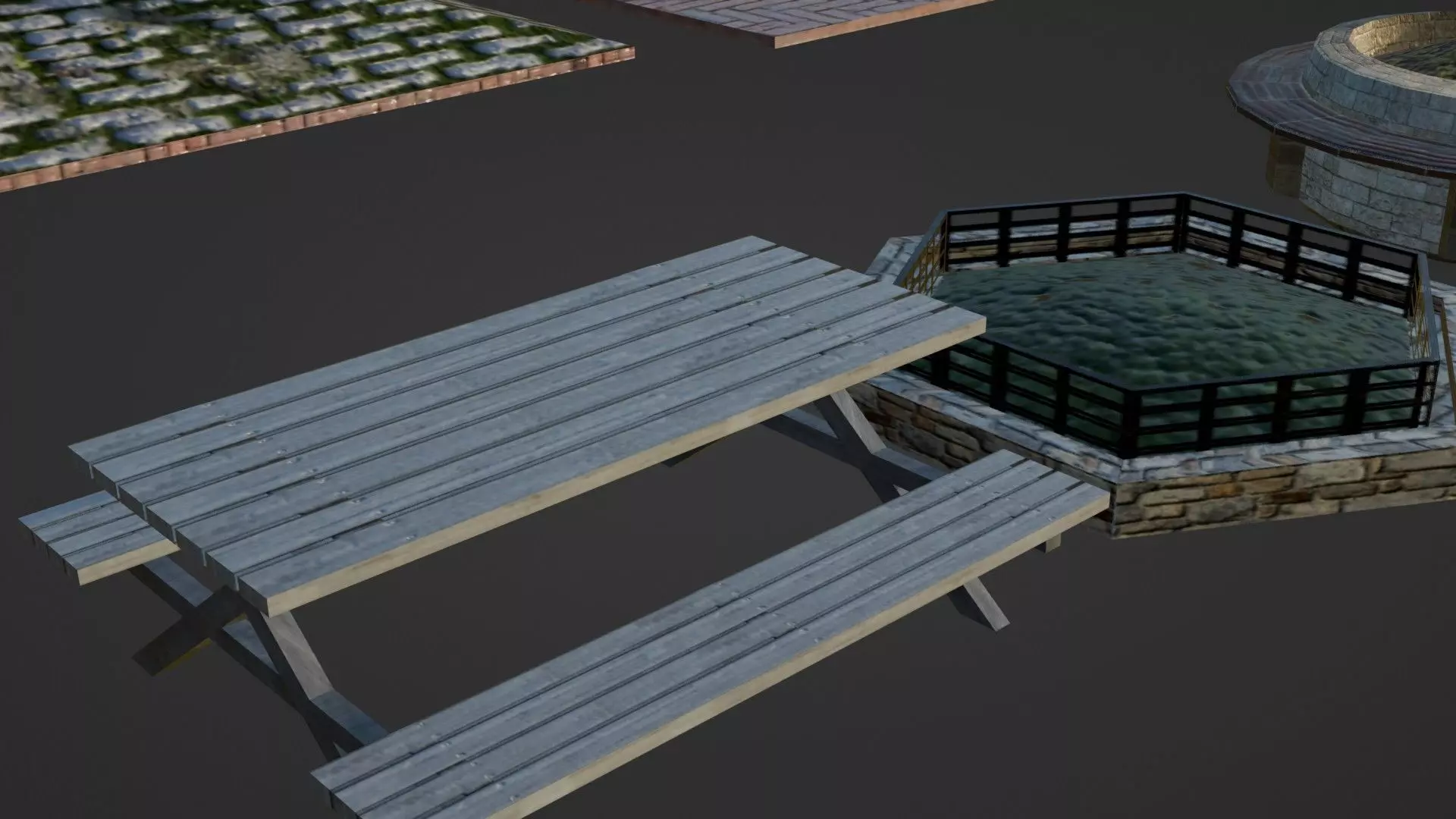 Realistic Modular Park Set  Low-poly 3D model_9